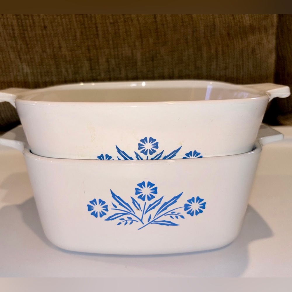 (Set of 2) VTG Blue Cornflower Corningware Bakeware 1.5 & 1.75 quarts